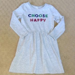 Carter's Gray Long Sleeve Dress with "Choose Happy" in sequins- Size 7